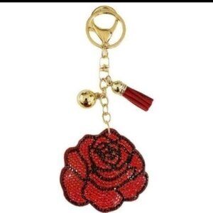 ROSE Rhinestone Puffy Purse Charm/Keyring-NEW.